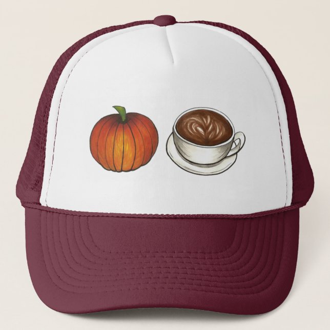 Gorra De Camionero Copa de café de lata de especias de calabaza otoño (Anverso)