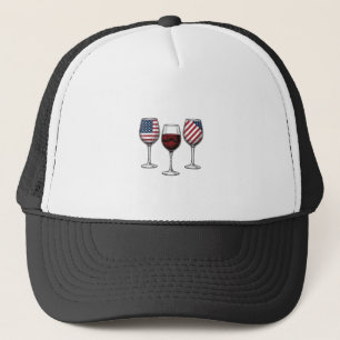 Gorra De Camionero Copas de vino patrióticas diseño de camiseta vecto