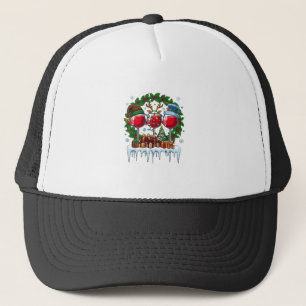 Gorra De Camionero Copas de vino rojas de Navidad Corona de acebo Hom
