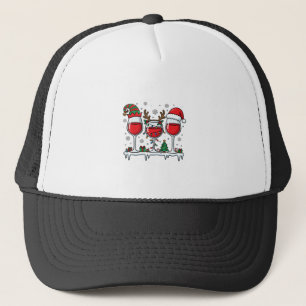 Gorra De Camionero Copas de vino tinto de Navidad Vector de vacacione