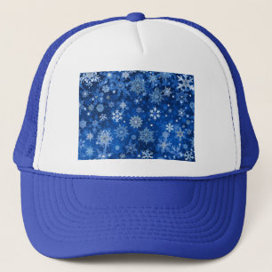 Gorra De Camionero Copo de Nieve de Navidad Azul y Plateado