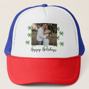 Gorra De Camionero copos de nieve rojos verdes texto foto feliz navid