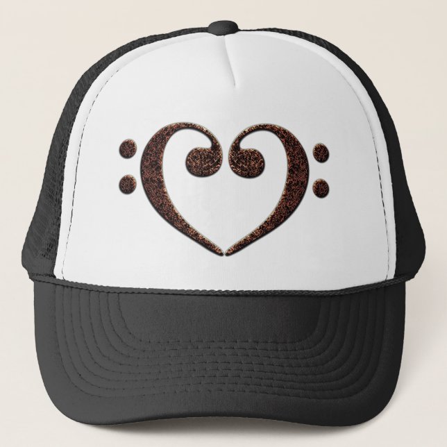 Gorra De Camionero Copper Double Bass Clef Heart Music Lover (Anverso)