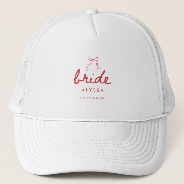 Gorra De Camionero Coquette Bow Custom Bride's Name Bachelorette (Anverso)
