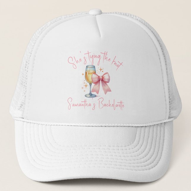 Gorra De Camionero Coquette Pink Bow Bachelorette (Anverso)