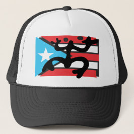 Gorra De Camionero Coqui sobre la Bandera de Puerto Rico
