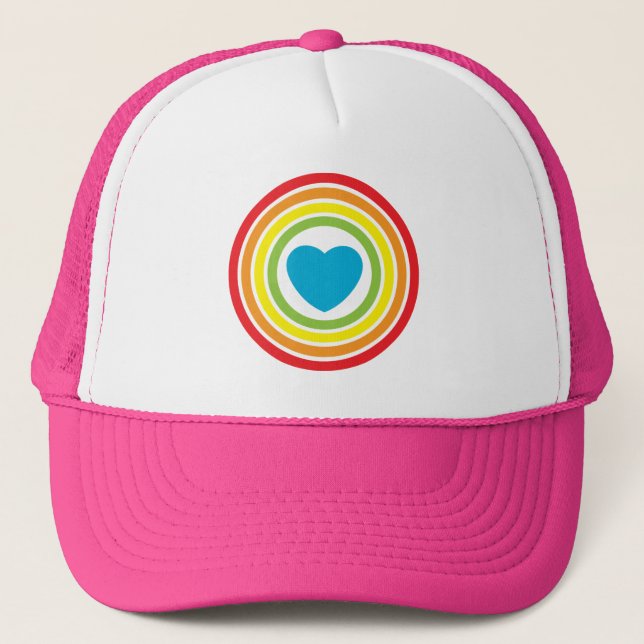 Gorra De Camionero corazón arco iris retro (Anverso)