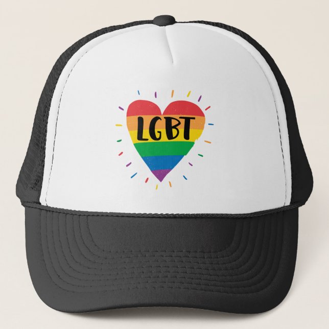 Gorra De Camionero Corazón arcoiris LGBT (Anverso)