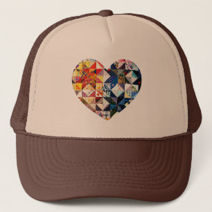 Gorra De Camionero Corazón colorido del edredón de remiendo