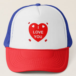Gorra De Camionero Corazón de amor rojo y flores