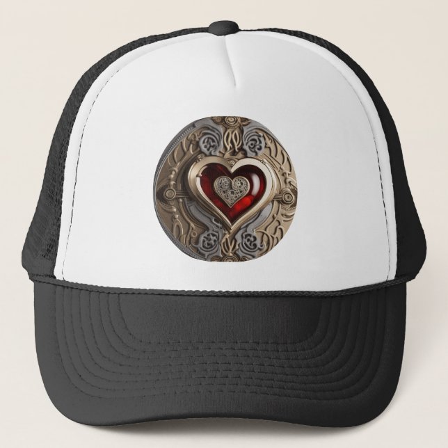 Gorra De Camionero Corazón de Amor Steampunk Atemporal (Anverso)