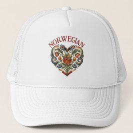Gorra De Camionero Corazón de Arte Popular Rosemaling noruego