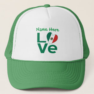 Gorra De Camionero Corazón de bandera mexicana verde AMOR Personaliza