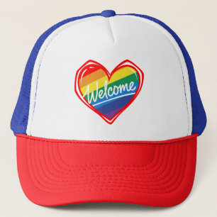 Gorra De Camionero Corazón de Bienvenida Arcoíris