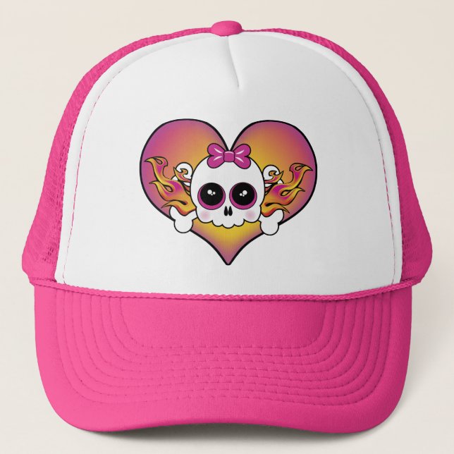 Gorra De Camionero Corazón de calavera suave (Anverso)