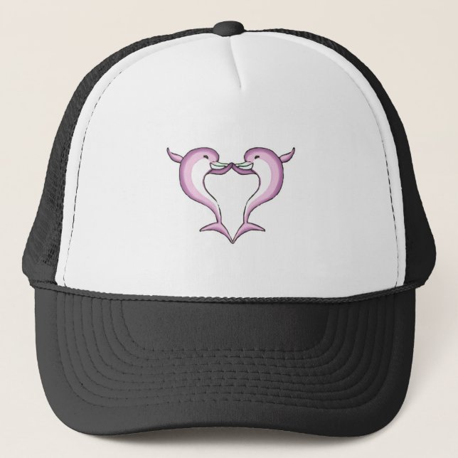 Gorra De Camionero corazón de delfín rosa (Anverso)
