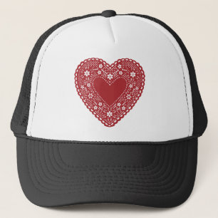 Gorra De Camionero Corazón de encaje rojo