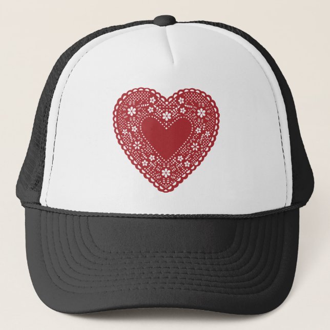 Gorra De Camionero Corazón de encaje rojo (Anverso)