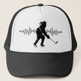 Gorra De Camionero corazón de hockey femenino