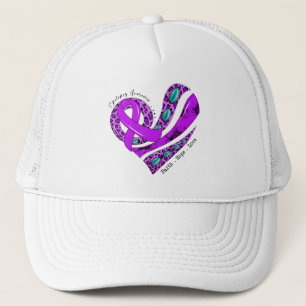 Gorra De Camionero Corazón de lazo púrpura de apoyo a la epilepsia