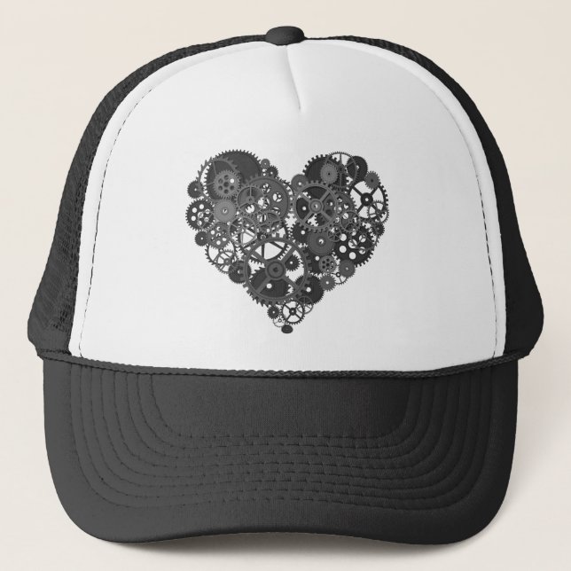 Gorra De Camionero Corazón de los engranajes grises (Anverso)