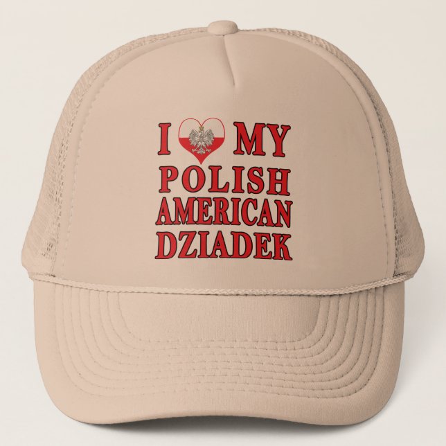 Gorra De Camionero Corazón de mi polaco norteamericano Dziadek (Anverso)
