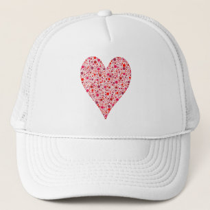 Gorra De Camionero Corazón Forma Lunares Carmesí en Rosa