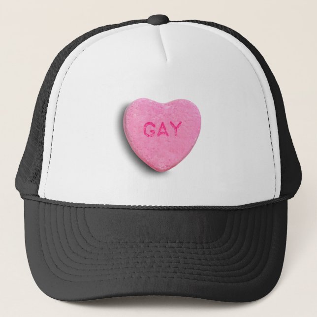 Gorra De Camionero Corazón gay del caramelo (Anverso)