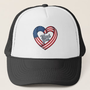 Gorra De Camionero Corazón Patriótico Agradecido Diseño Vectorial Vin