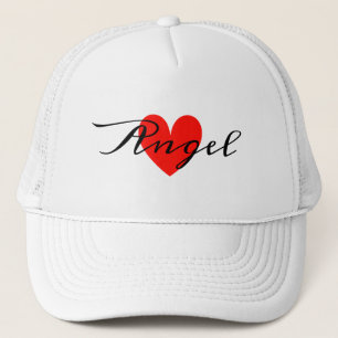Gorra De Camionero Corazón Rojo Blanco Mínimo Moderno, Adición Su Nom