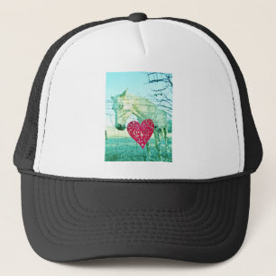 Gorra De Camionero Corazón Rojo de Caballo Blanco Valentine