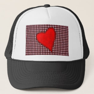 Gorra De Camionero Corazón rojo plaid