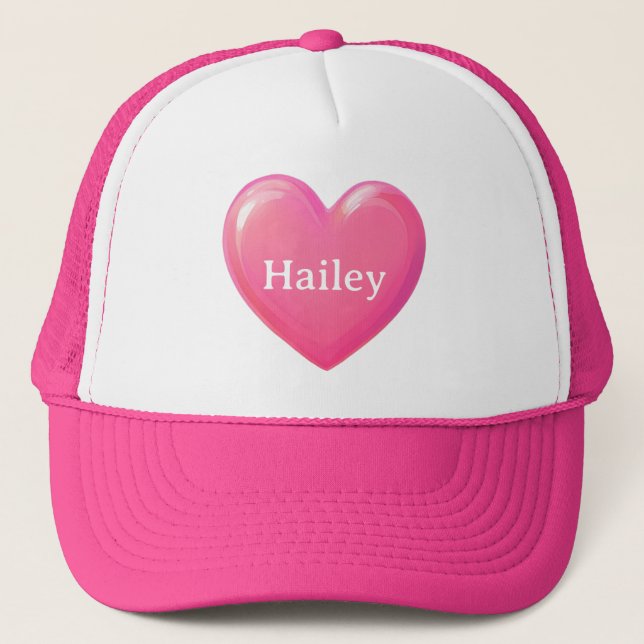 Gorra De Camionero Corazón rosa con nombre (Anverso)