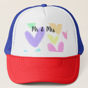 Gorra De Camionero Corazón simple estilo de texto mínimo boda Mr & mr