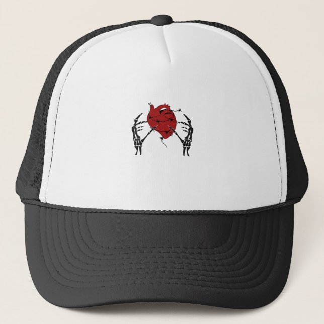 Gorra De Camionero Corazón Y Manos - Manos Skeleton Heart (Anverso)