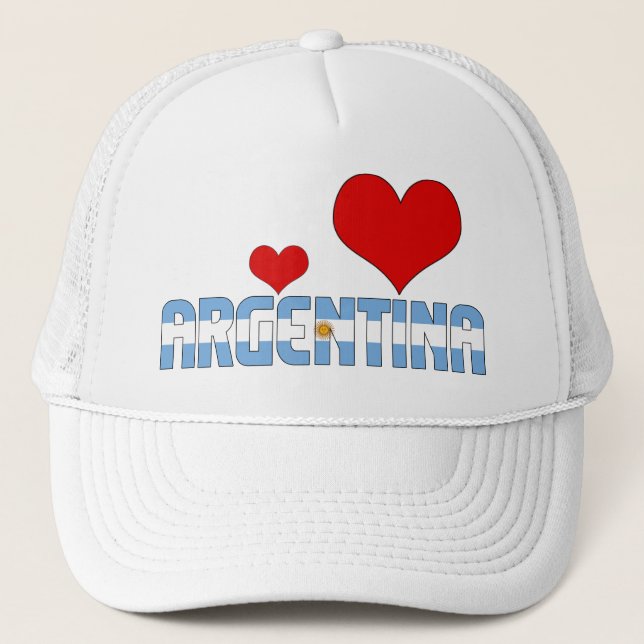 Gorra De Camionero Corazones adorables de la bandera Argentina Patrió (Anverso)
