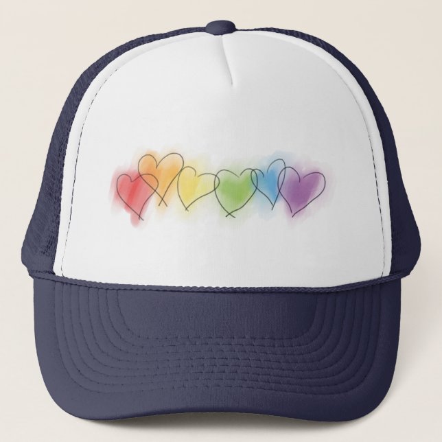 Gorra De Camionero Corazones arcoiris acuarelas (Anverso)