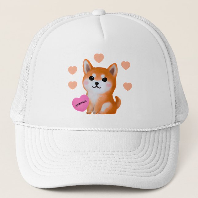 Gorra De Camionero Corazones chiba inu | Para Perro Lover (Anverso)