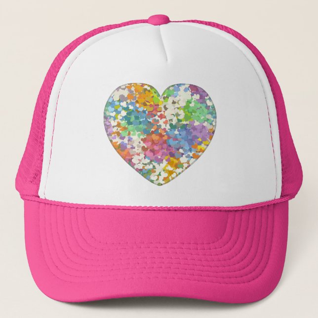Gorra De Camionero Corazones de Confeti Pastel (Anverso)