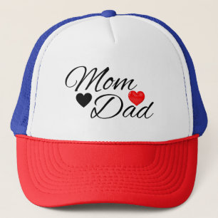 Gorra De Camionero Corazones de mamá y papá: tipografía elegante y am