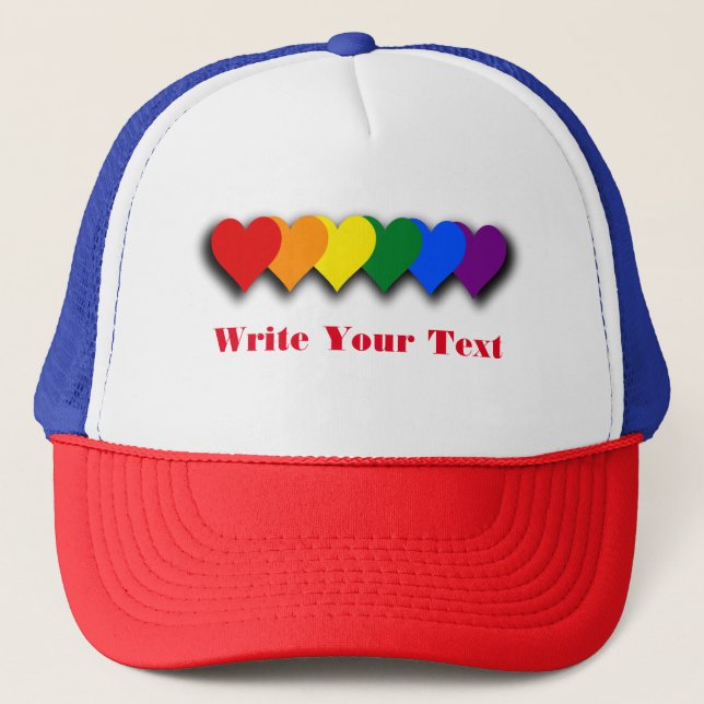 Gorra De Camionero corazones de orgullo LGBT (Anverso)