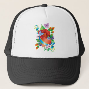 Gorra De Camionero Corazones de tatuaje Rosa