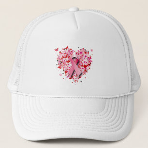GORRA DE CAMIONERO CORAZONES, MARIPOSAS Y CINTA ROSADA