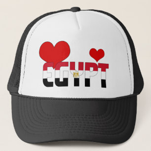 Gorra De Camionero Corazones Patrióticos de la Bandera de Egipto Ador