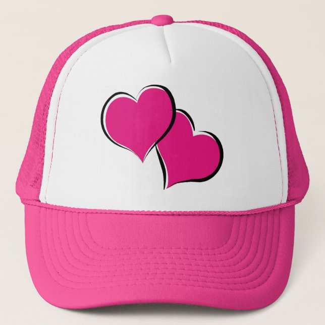 Gorra De Camionero corazones rojos superpuestos (Anverso)