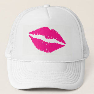 Gorra De Camionero Corbata con patrón de besos rosados blancos lindos