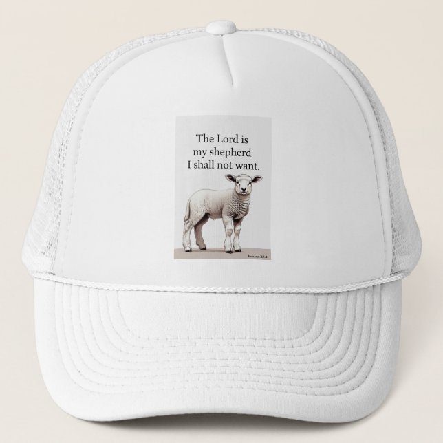 Gorra de camionero Cordero Cristiano Salmo 23:1 (Anverso)