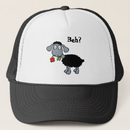 Gorra De Camionero Cordero negro lindo con flor roja divertida