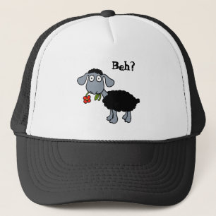 Gorra De Camionero Cordero negro lindo con flor roja divertida
