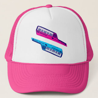 Gorra De Camionero Corey Tiger 80's Keytar Retro Rosa y Azul